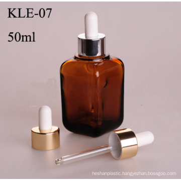 50ml, Squared Amber Aluminum Dropper Glass Bottle (klc3)